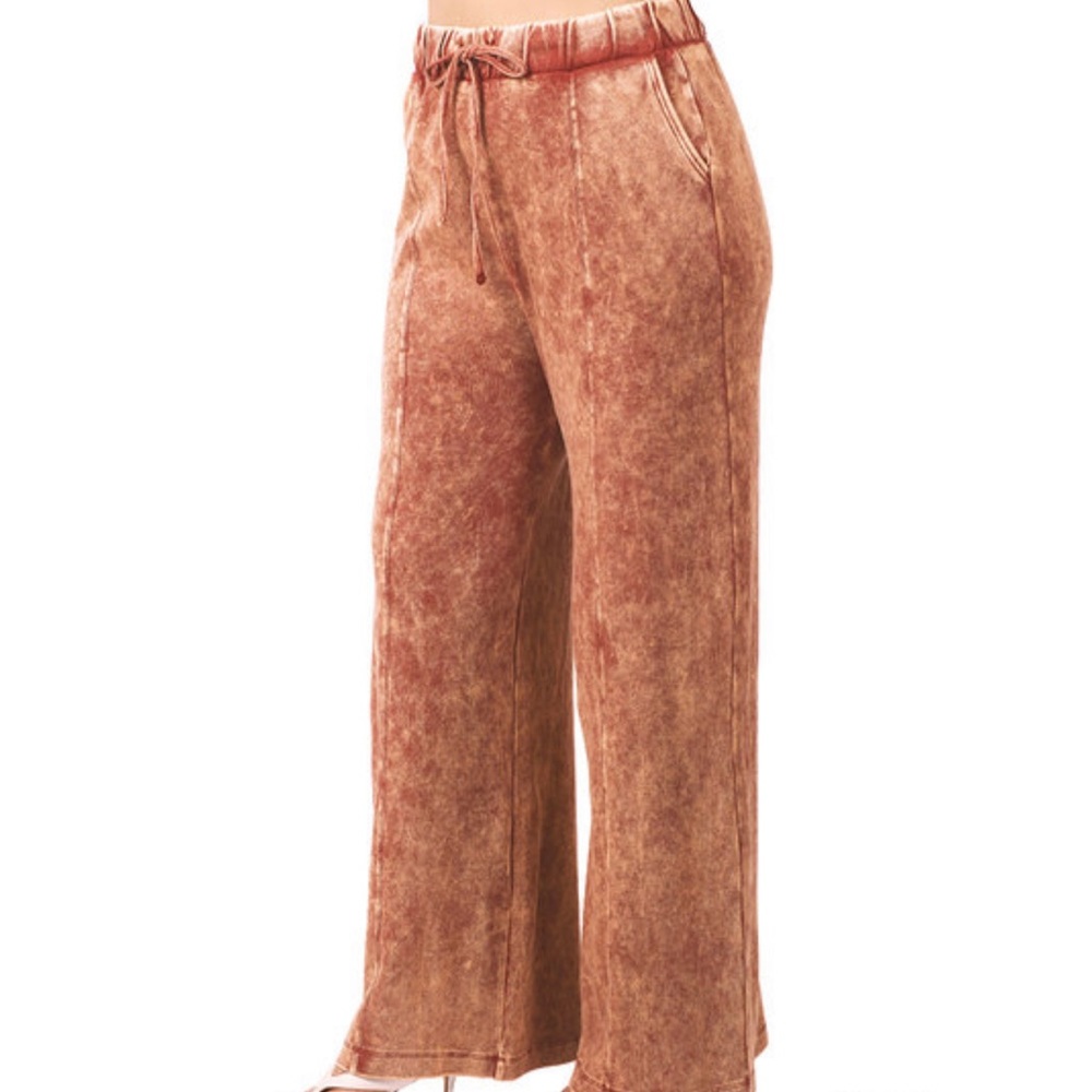 Acid wash burnt orange pants